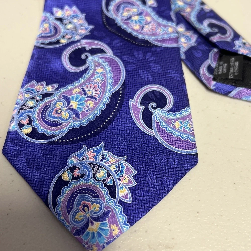 GEOFFREY BEENE EXTRA LONG Purple Designer Silk Tie‎ Mens